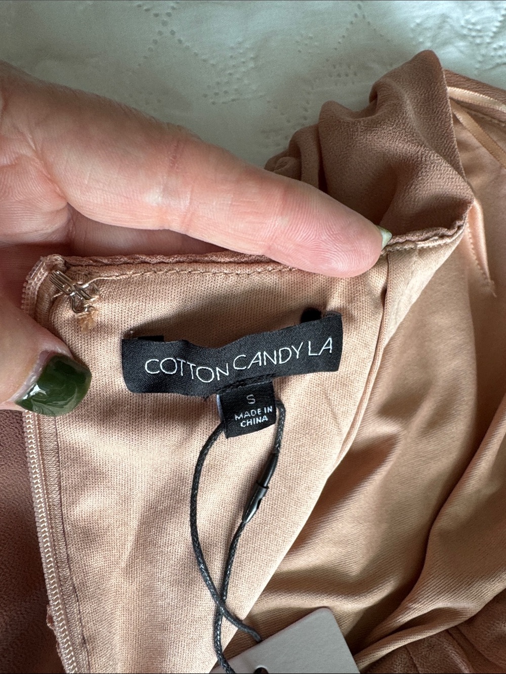 Cotton Candy Peach Ruched Drawstring Halter Mini - Picture 3 of 5